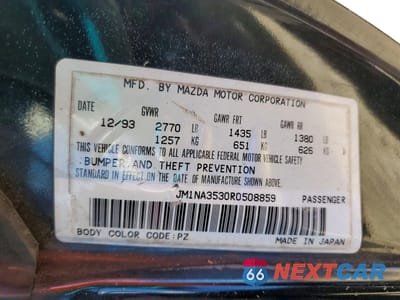 Zdjęcie 12 z 12 samochodu: 1994 MAZDA MX-5 MIATA VIN:JM1NA3530R0508859 - miniatura