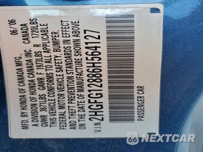 Zdjęcie 12 z 12 samochodu: 2006 HONDA CIVIC EX VIN:2HGFG12886H564127 - miniatura