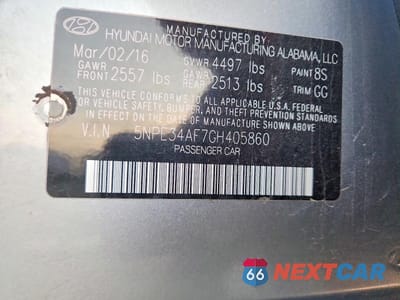 Zdjęcie 12 z 12 samochodu: 2016 HYUNDAI SONATA SPORT VIN:5NPE34AF7GH405860 - miniatura