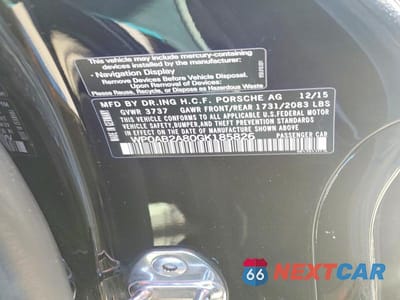 Zdjęcie 12 z 12 samochodu: 2016 PORSCHE CAYMAN S VIN:WP0AB2A80GK185826 - miniatura