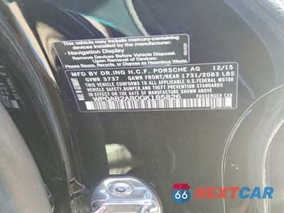 Zdjęcie 12 z 13 samochodu: 2016 PORSCHE CAYMAN S VIN:WP0AB2A80GK185826 - miniatura