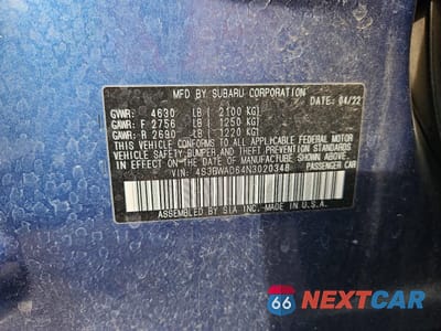 Zdjęcie 12 z 13 samochodu: 2022 SUBARU LEGACY PREMIUM VIN:4S3BWAD64N3020348 - miniatura