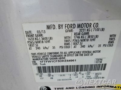 Zdjęcie 12 z 12 samochodu: 2013 FORD F150 SUPERCREW VIN:1FTFW1CF5DKE64961 - miniatura