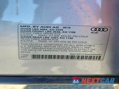 Zdjęcie 12 z 12 samochodu: 2016 AUDI Q3 PRESTIGE VIN:WA1GFCFS0GR005531 - miniatura