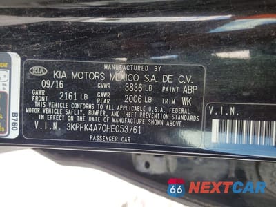 Zdjęcie 12 z 12 samochodu: 2017 KIA FORTE LX VIN:3KPFK4A70HE053761 - miniatura
