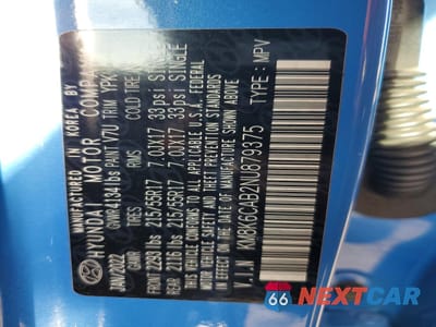 Zdjęcie 13 z 13 samochodu: 2022 HYUNDAI KONA SEL VIN:KM8K6CAB2NU879375 - miniatura