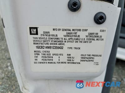 Zdjęcie 12 z 12 samochodu: 2001 CHEVROLET SILVERADO C1500 VIN:1GCEC14W81Z259432 - miniatura