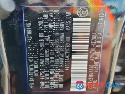 Zdjęcie 12 z 12 samochodu: 2023 TOYOTA CAMRY LE VIN:4T1C11AK7PU769108 - miniatura