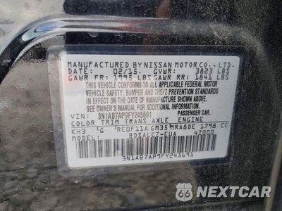 Zdjęcie 13 z 14 samochodu: 2015 NISSAN SENTRA S VIN:3N1AB7AP9FY245691 - miniatura