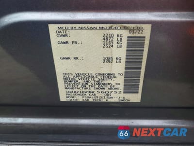 Zdjęcie 13 z 13 samochodu: 2022 NISSAN LEAF SL PLUS VIN:1N4BZ1DV9NC560752 - miniatura