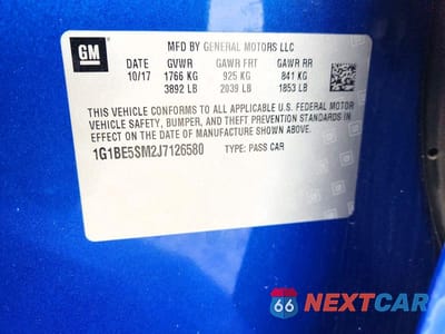 Zdjęcie 12 z 12 samochodu: 2018 CHEVROLET CRUZE LT VIN:1G1BE5SM2J7126580 - miniatura