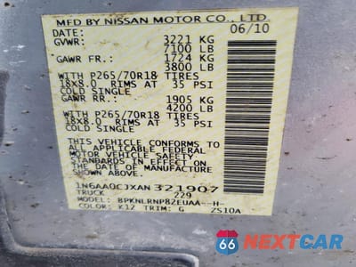 Zdjęcie 12 z 12 samochodu: 2010 NISSAN TITAN XE VIN:1N6AA0CJXAN321907 - miniatura