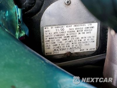 Zdjęcie 8 z 9 samochodu: 2001 KAWASAKI ZX1200 A1 VIN:JKAZX9A111A025252 - miniatura