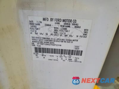 Zdjęcie 12 z 12 samochodu: 2007 FORD F150 VIN:1FTRF12W27KB72316 - miniatura