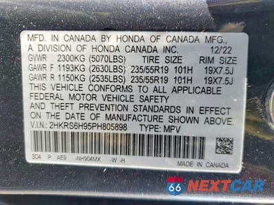 Zdjęcie 13 z 14 samochodu: 2023 HONDA CR-V SPORT TOURING VIN:2HKRS6H95PH805898 - miniatura