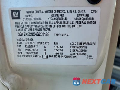 Zdjęcie 12 z 12 samochodu: 2004 CADILLAC ESCALADE EXT VIN:3GYEK62NX4G250188 - miniatura