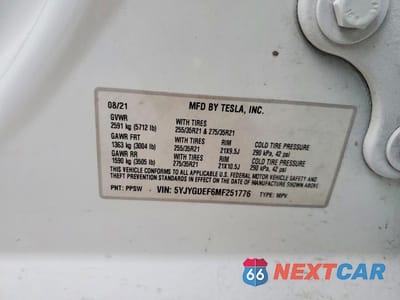 Zdjęcie 12 z 12 samochodu: 2021 TESLA MODEL Y VIN:5YJYGDEF6MF251776 - miniatura