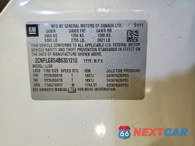Zdjęcie 12 z 12 samochodu: 2011 CHEVROLET EQUINOX LTZ VIN:2CNFLGE54B6351210 - miniatura