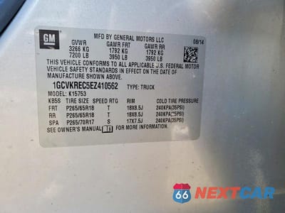 Zdjęcie 12 z 12 samochodu: 2014 CHEVROLET SILVERADO K1500 LT VIN:1GCVKREC5EZ410562 - miniatura