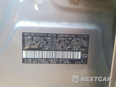 Zdjęcie 12 z 12 samochodu: 2015 LEXUS IS 250 VIN:JTHBF1D21F5060775 - miniatura