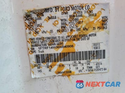 Zdjęcie 12 z 12 samochodu: 2006 FORD F150 VIN:1FTRF14W36NB40906 - miniatura