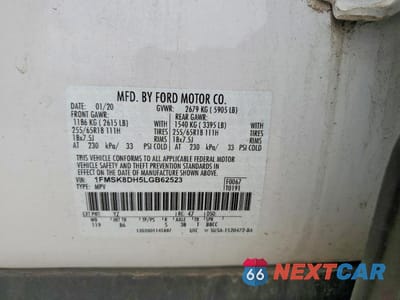 Zdjęcie 14 z 14 samochodu: 2020 FORD EXPLORER XLT VIN:1FMSK8DH5LGB62523 - miniatura