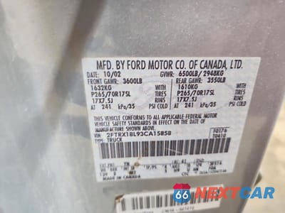 Zdjęcie 13 z 13 samochodu: 2003 FORD F150 VIN:2FTRX18L93CA15858 - miniatura