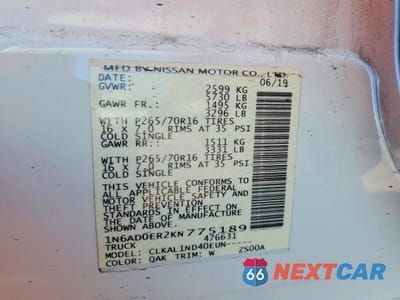 Zdjęcie 12 z 13 samochodu: 2019 NISSAN FRONTIER S VIN:1N6AD0ER2KN775189 - miniatura