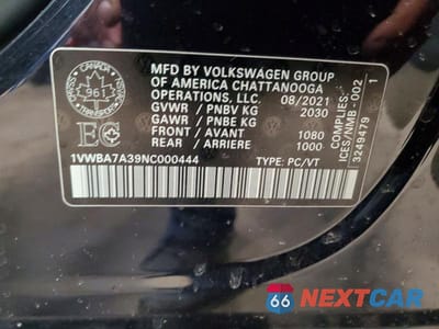 Zdjęcie 12 z 12 samochodu: 2022 VOLKSWAGEN PASSAT LIMITED EDITION VIN:1VWBA7A39NC000444 - miniatura