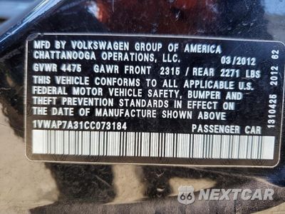 Zdjęcie 12 z 13 samochodu: 2012 VOLKSWAGEN PASSAT S VIN:1VWAP7A31CC073184 - miniatura