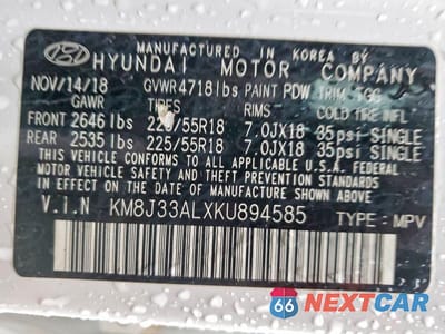 Zdjęcie 13 z 13 samochodu: 2019 HYUNDAI TUCSON LIMITED VIN:KM8J33ALXKU894585 - miniatura