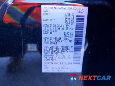 Zdjęcie 13 z 13 samochodu: 2023 NISSAN MURANO SV VIN:5N1AZ2BJ7PC110284 - miniatura