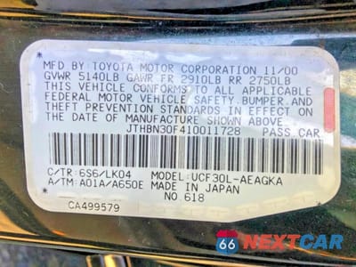 Zdjęcie 10 z 10 samochodu: 2001 LEXUS LS 430 VIN:JTHBN30F410011728 - miniatura