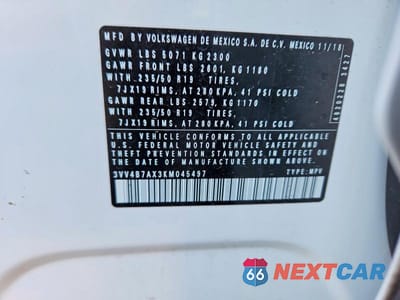 Zdjęcie 13 z 13 samochodu: 2019 VOLKSWAGEN TIGUAN SEL PREMIUM VIN:3VV4B7AX3KM045497 - miniatura