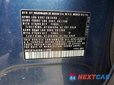 Zdjęcie 13 z 13 samochodu: 2019 VOLKSWAGEN TIGUAN SE VIN:3VV2B7AX9KM121098 - miniatura