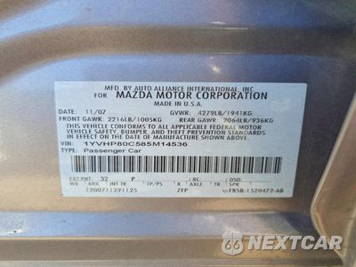 Zdjęcie 12 z 12 samochodu: 2008 MAZDA 6 I VIN:1YVHP80C585M14536 - miniatura