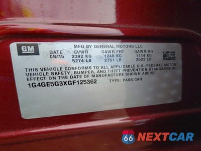 Zdjęcie 12 z 12 samochodu: 2016 BUICK LACROSSE PREMIUM VIN:1G4GE5G3XGF125362 - miniatura