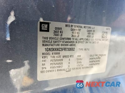 Zdjęcie 14 z 14 samochodu: 2015 CHEVROLET SUBURBAN K1500 LTZ VIN:1GNSKKKC5FR730682 - miniatura
