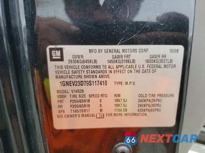Zdjęcie 12 z 12 samochodu: 2009 CHEVROLET TRAVERSE VIN:1GNEV23D79S117410 - miniatura