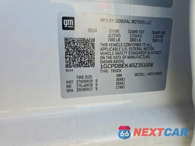 Zdjęcie 12 z 12 samochodu: 2024 CHEVROLET SILVERADO K1500 CUSTOM VIN:1GCPDBEK4RZ351608 - miniatura