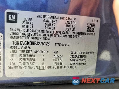 Zdjęcie 13 z 13 samochodu: 2014 CHEVROLET TRAVERSE LT VIN:1GNKVGKD8EJ275126 - miniatura