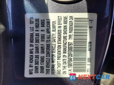 Zdjęcie 12 z 14 samochodu: 2015 HONDA CIVIC HYBRID L VIN:19XFB4F35FE000797 - miniatura