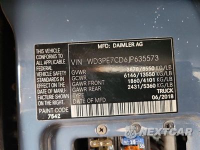Zdjęcie 14 z 14 samochodu: 2018 MERCEDES-BENZ SPRINTER 2500 VIN:WD3PE7CD6JP635573 - miniatura