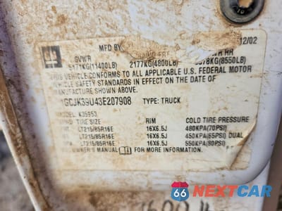 Zdjęcie 12 z 13 samochodu: 2003 CHEVROLET SILVERADO K3500 VIN:1GCJK39U43E207908 - miniatura