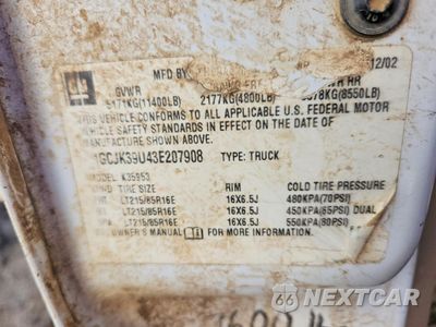 Zdjęcie 12 z 13 samochodu: 2003 CHEVROLET SILVERADO K3500 VIN:1GCJK39U43E207908 - miniatura