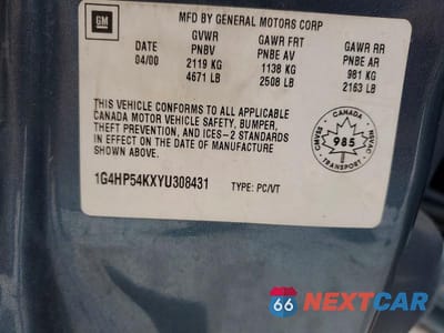 Zdjęcie 12 z 12 samochodu: 2000 BUICK LESABRE CUSTOM VIN:1G4HP54KXYU308431 - miniatura