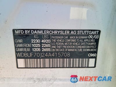 Zdjęcie 13 z 13 samochodu: 2004 MERCEDES-BENZ E 500 VIN:WDBUF70J24A415708 - miniatura