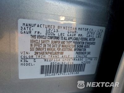 Zdjęcie 12 z 13 samochodu: 2014 NISSAN SENTRA S VIN:3N1AB7AP4EL628188 - miniatura