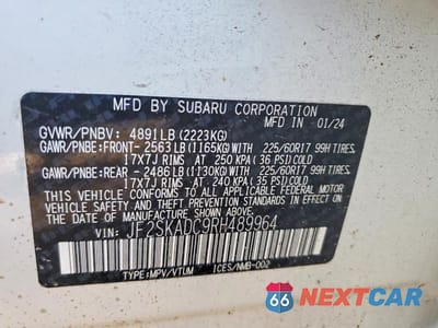 Zdjęcie 13 z 13 samochodu: 2024 SUBARU FORESTER PREMIUM VIN:JF2SKADC9RH489964 - miniatura