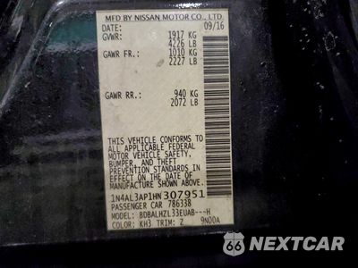 Zdjęcie 12 z 12 samochodu: 2017 NISSAN ALTIMA 2.5 VIN:1N4AL3AP1HN307951 - miniatura